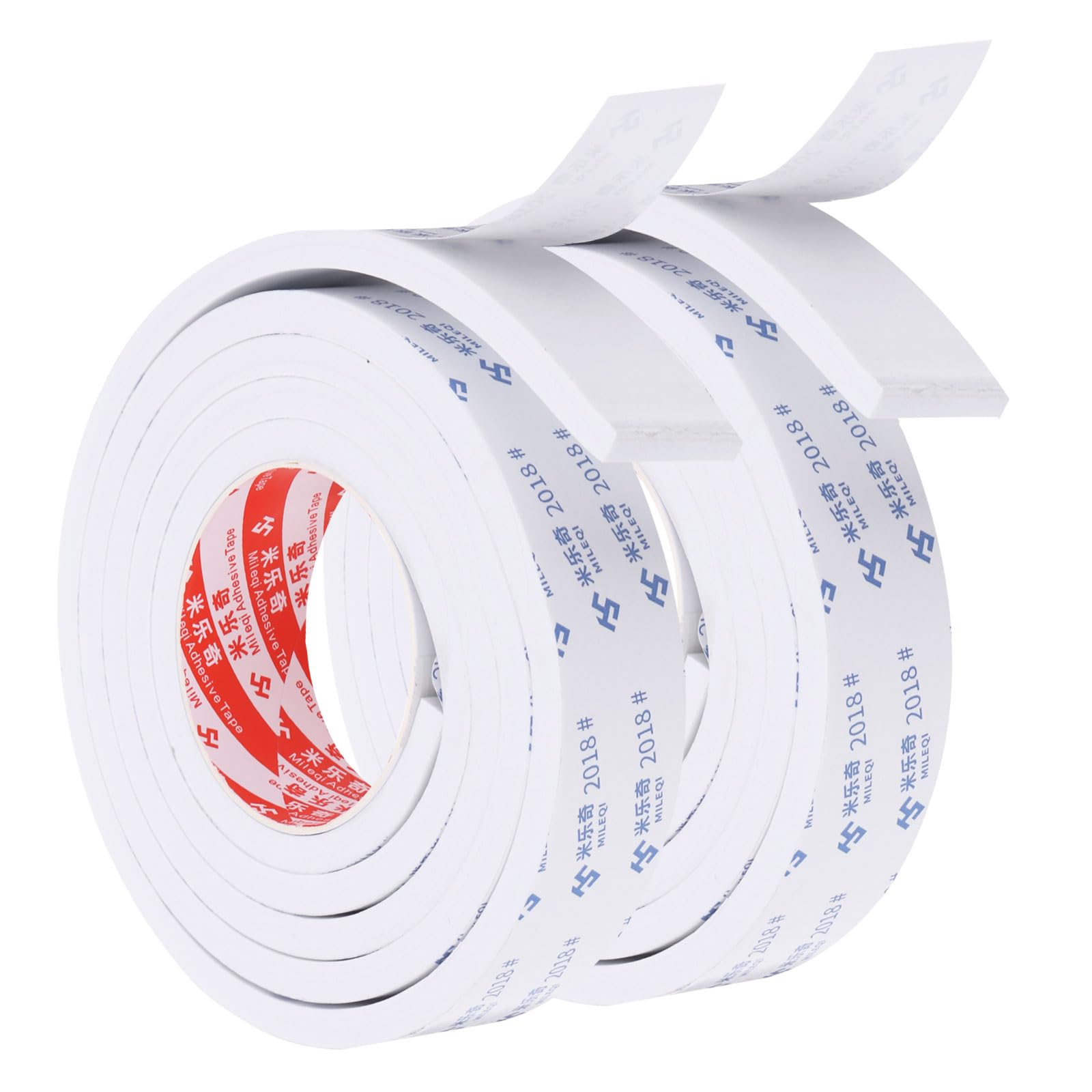 PATIKIL 2m/6.6ft Sealing Foam Tape, 2 Pack 4cm Wide 8mm Thick Single Sided Weather Stripping Door Seal Strip for Window Door Insulation, White