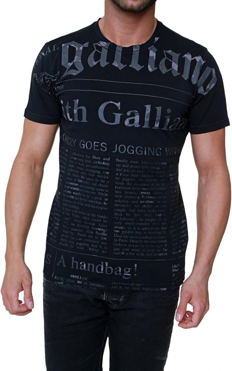 John Galliano TShirt NEWSPAPER, Color Black, Size XXL