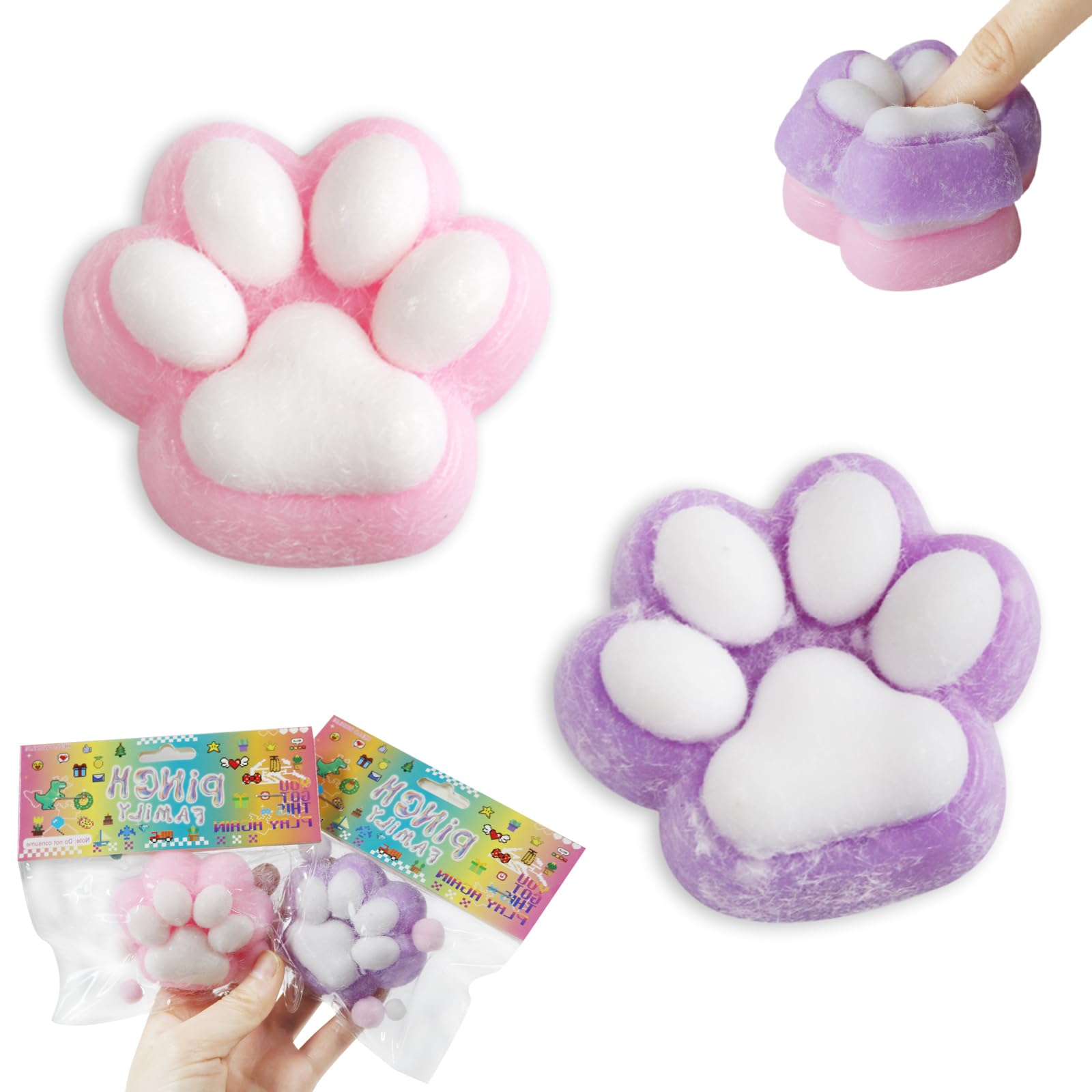 Photo 1 of *** 2 PACK***Taba Squishy Cat Paws Toys Set Kawaii Kit Squishy Cat Paw Squeeze Toy Easter Basket Stuffing, Classroom Prize Party Favors Toys (2 Pack)
