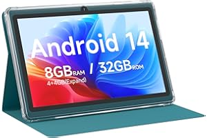 AHEADLINK Android 14 Tablet 7 inch Tablets with Case, 8GB RAM 32GB ROM 1TB Expand, Quad-Core Processor Tablet PC, 1024 x 600 IPS Screen, Dual Camera, 3000mAh Battery, Bluetooth, WiFi, GMS, Widevine L1, Navy