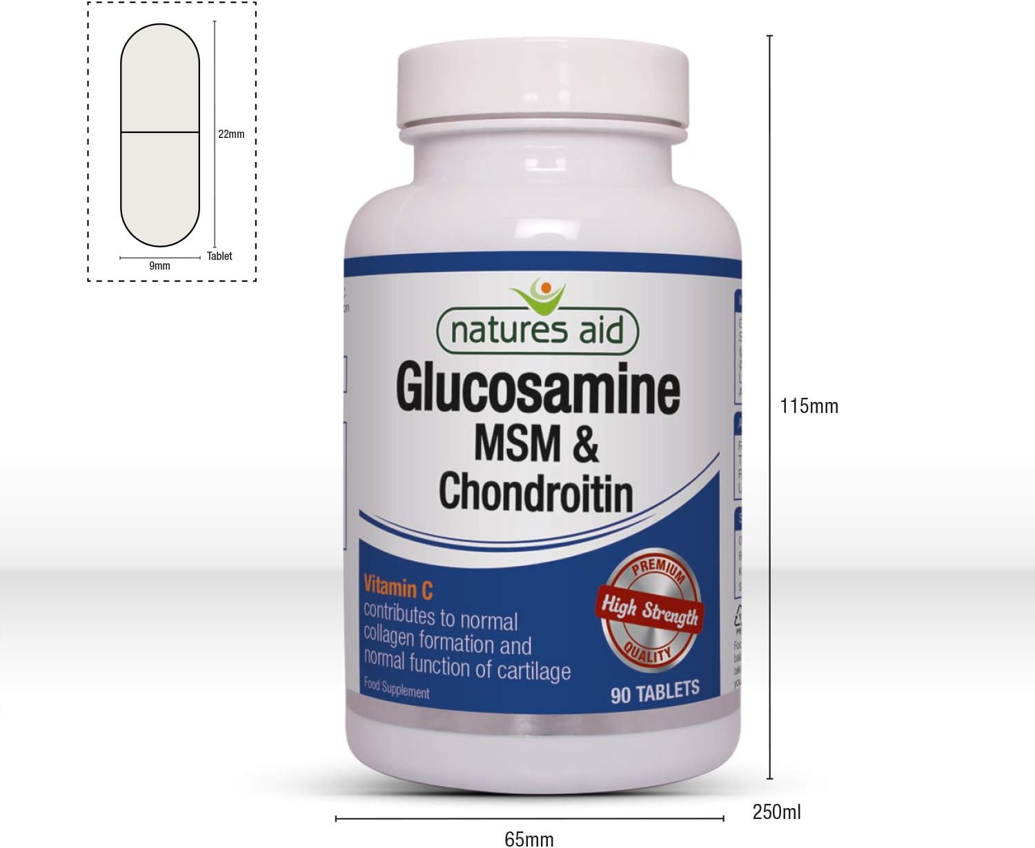 Natures Aid Glucosamine MSM & Chondroitin with Vitamin C, High Strength Joint Support, Mobility & Cartilage Health - Image 5