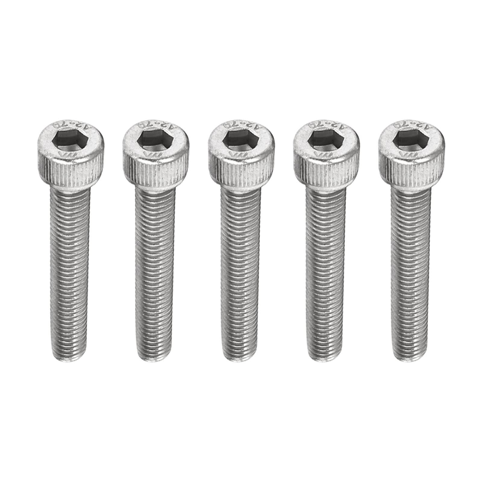 M METERXITY 5 Pack Hex Socket Head Cap Screws - Stainless Steel Full Thread Machine Screw, Anti Resistance, Apply to Hardware Replacement (M8 x 50mm, Silver)