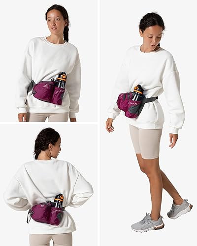 WATERFLY Fanny Pack Waist Bag: Waist Pack for Women Men with Water Bottle  Holder Hiking Fanny Pack for Running