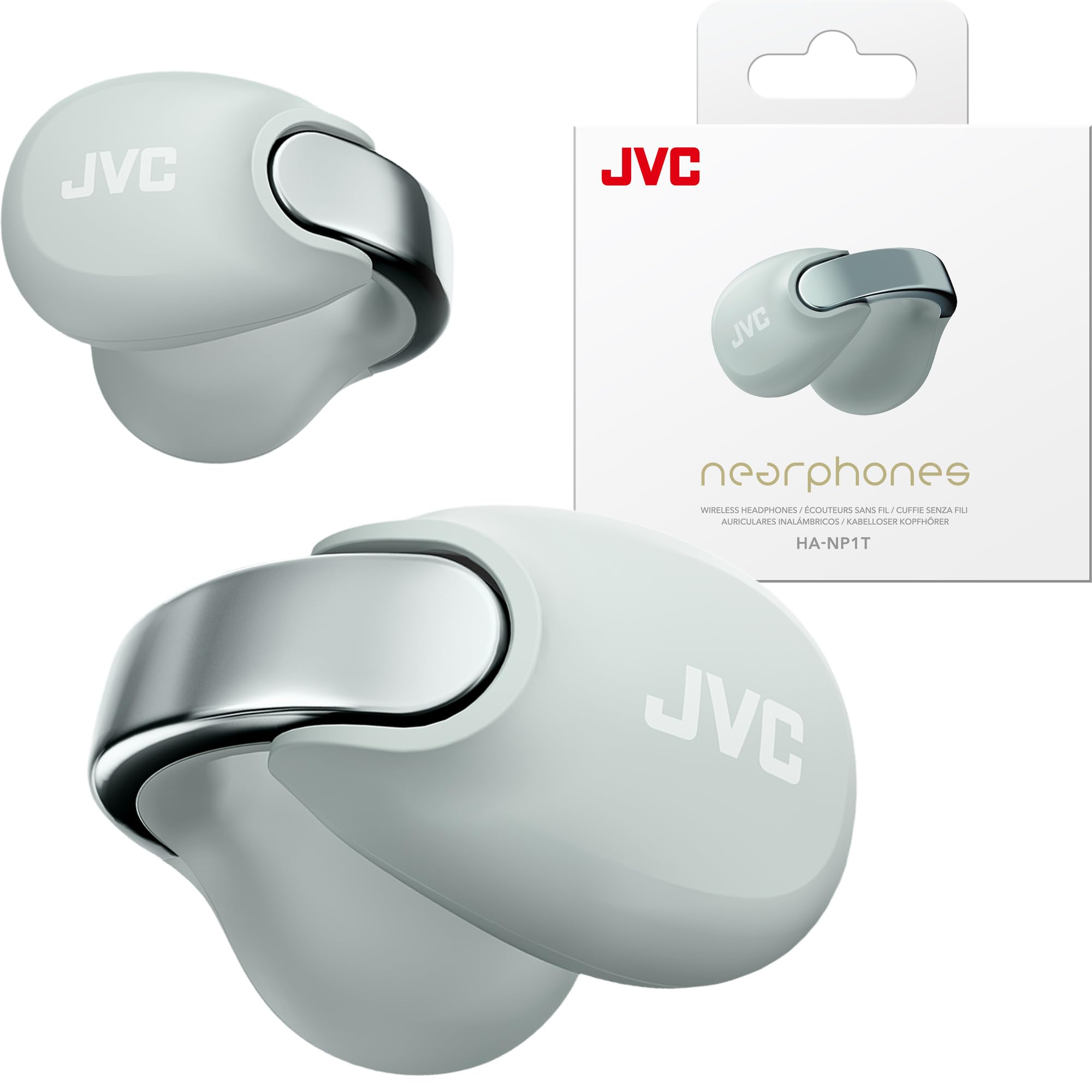 Photo 1 of (DAMGED 1 FUNCTIONAL BUD) JVC Nearphones Open Ear True Wireless Headphones - Open Ear Earbuds - Bluetooth 5.3-24H Playback - IPX4 Water Resistant - Built-in Mic - Awareness & Comfort - Ear Clip Earbuds - HANP1T