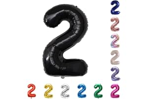 YPSelected 32 Inch Large Foil Helium Number Balloon Birthday Wedding Party 0-9 (Black, 2)