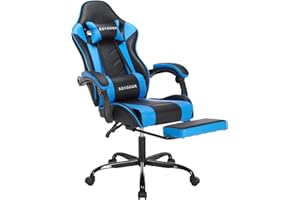 Gamer Chair Pu Leather Computer Desk Chair, Ergonomic Gaming Chair with Footrest and Massage Video Game Chairs, Adjustable Hi