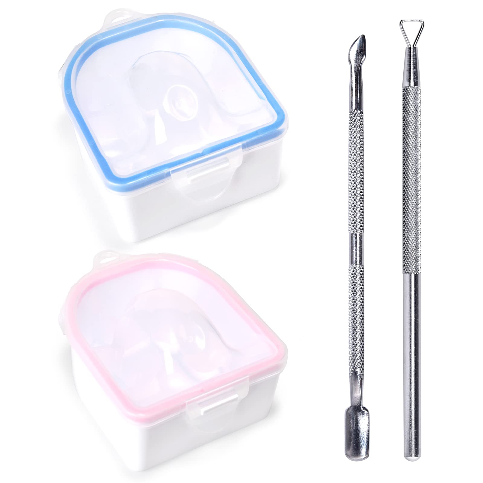 "KADS Nail Soak Off Bowl, 2pcs Manicure Bowl with Triangle Cuticle Peeler and Stainless Steel Cuticle Pusher Nail Tool, Strong Gel Polish Dip Powder Remover Nail Soaking Bowl, Nail Spa Cleaning Kits"