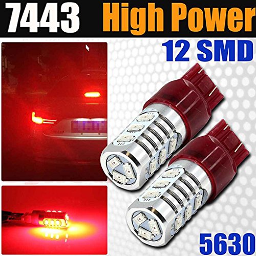 Egal 2pcs/kit 7443 5630 Chip 12SMD Red Flashing Strobe Blinking Alert Safety Brake Tail Stop Light Bulbs Lamps
