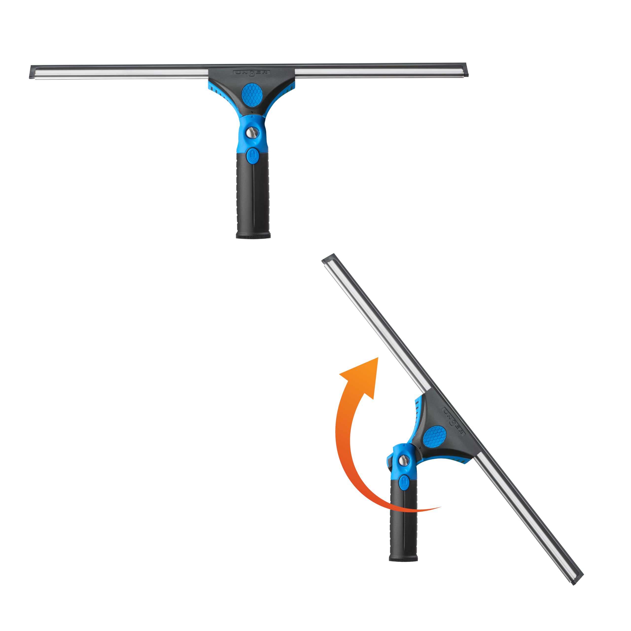 Unger 975510Unger Professional Grip Swivel Squeegee, 18", Blue and Black