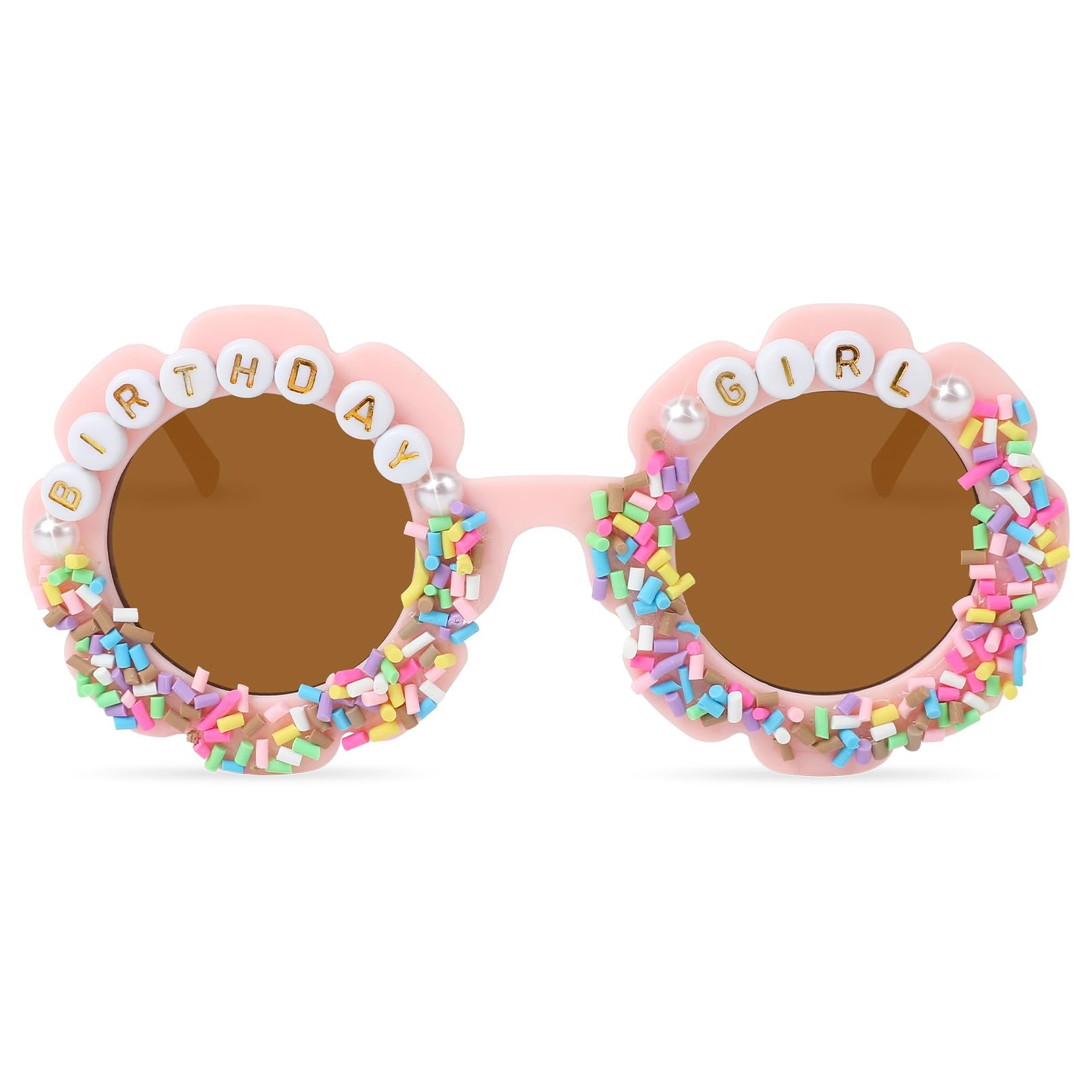 Photo 1 of YOGFIT Round Flower Birthday Glasses for Kids Girls Cute Birthday Party Accessories Happy Birthday Gifts Birthday Sunglasses.