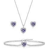 UDYLGOON Valentines Day Gift Cubic Zirconia LOVE Heart Jewelry Set Earrings Necklace Bracelet Set for Women Wedding Party Anniversary Birthday
