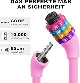 Ainiv Four-Digit Cable Lock 65cm Anti-Theft Bicycle Lock Pink view 4