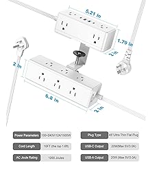 Dual Layer Desk Clamp Power Strip, 19 in 1 Desktop