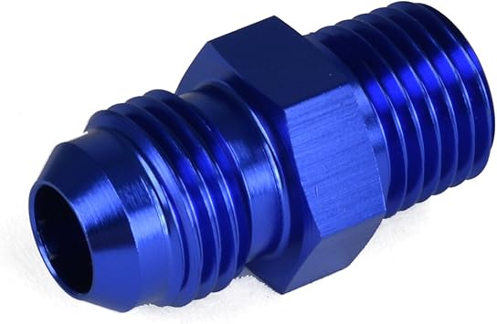 Kraken Automotive 1 8 Npt To 6an Adapter Straight Pipe Thread To 6 An Flare Fitting Blue