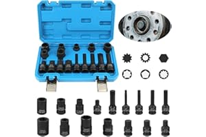 KAISAL Brake Caliper Socket Set 16PCS Impact Brake Caliper Special Socket Kit 1/2" Square Drive Brake Caliper Tool 5pt 7pt 10pt M14 M18 & Hex Sockets Compatible for Audi/VW/Ford/Porsche/Benz/BMW/Mazda