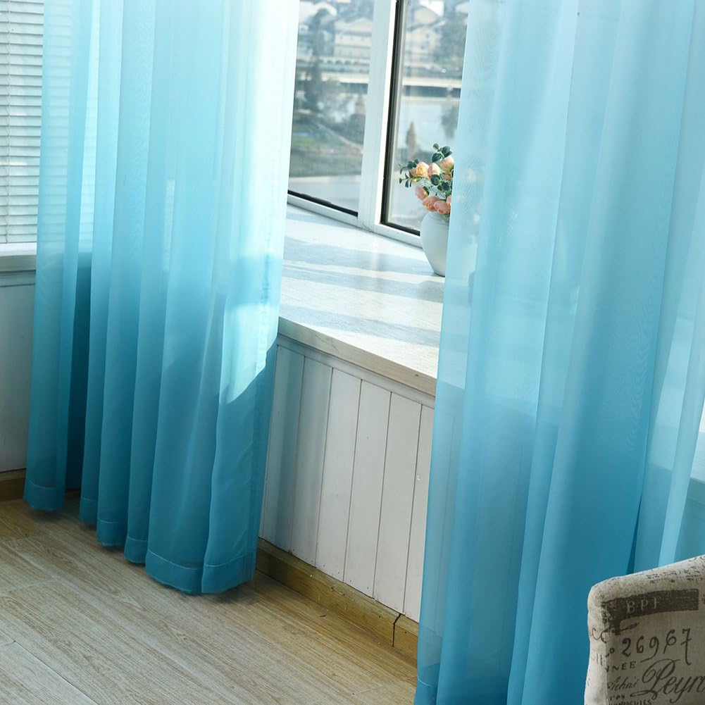 Sala de estar 100 x 270 cm ventana Tulle Voile Colorido Gradiente