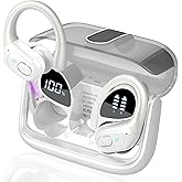 Wireless Earbuds 75hrs Bluetooth 5.4 Headphone Sport, 2026 Bluetooth Earbuds Stereo Deep Bass Over Ear Bud with Earhooks, ENC Noise Cancelling Mic, IPX7 Waterproof Earphone for Gym/Workout, White