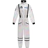 GRAJTCIN Women's Astronaut Costume Adult Shiny Space Suit Halloween Spaceman Costume