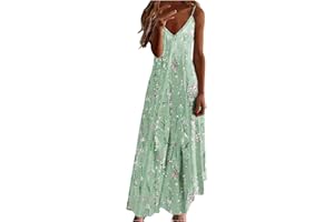 YAFINMO Summer Dresses for Women 2024 Vacation Floral Slip Dress Boho Maxi Sleeveless Dress Casual V Neck Beach Sundresses