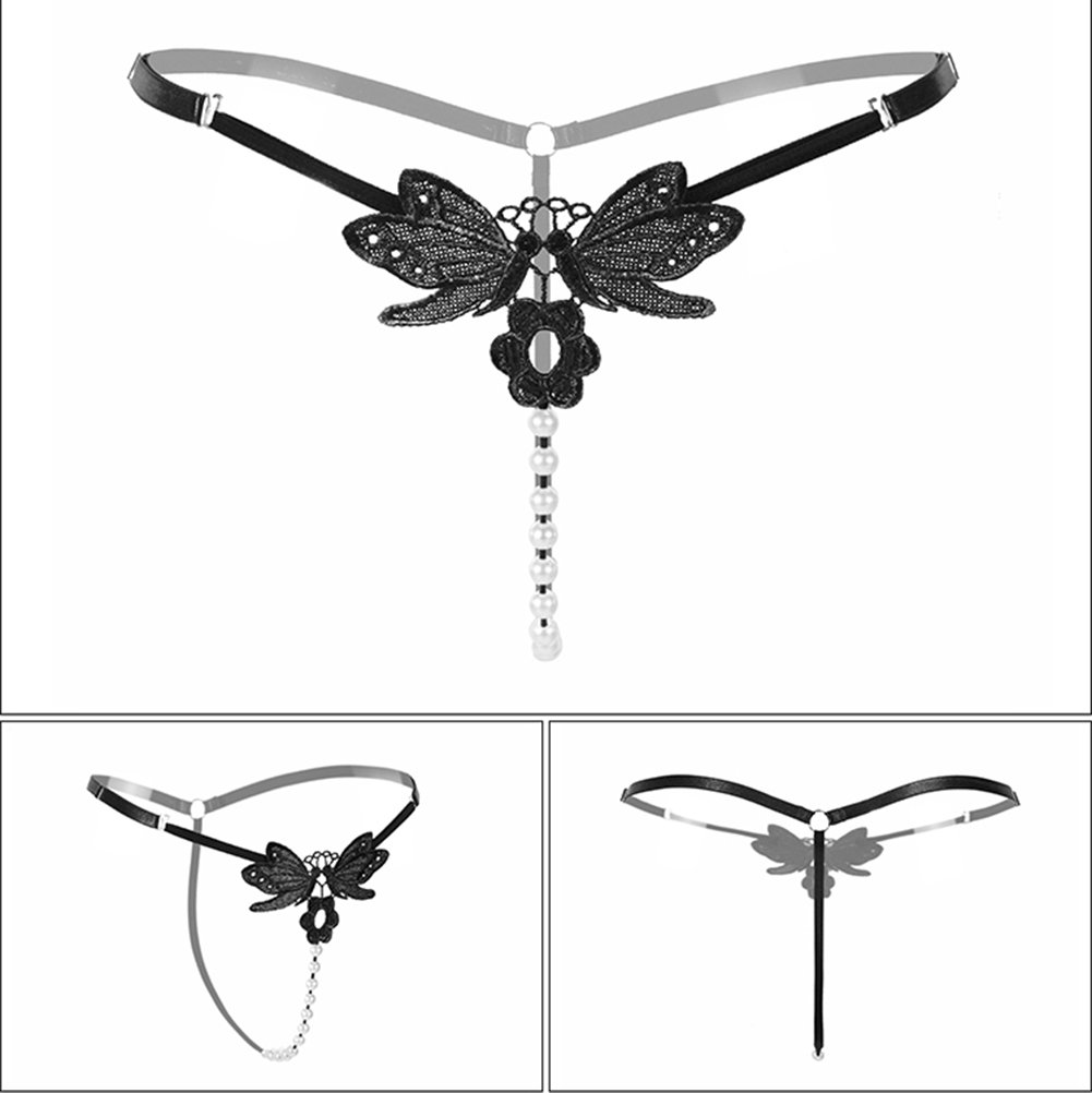 Women’s Sexy Pearl Thong Crotchless Floral G-String 4 Different Patterns/Pack Bikini Lingerie
