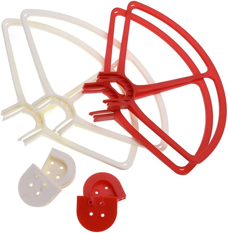 Zonyee 2pcs Red 2pcs White Snap On/off Prop Guards for DJI Phantom 1 2 3 Quick Connect Tool Free Also Fit on Phantom 3 Standard