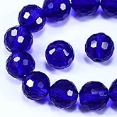 Dowarm 10MM Round Crystal Beads for Jewelry Making, Dark Blue Faceted Crystal Glass Beads for Crafts Bracelet Wind Chimes Suncatcher, #5003 Rondelle Spacer Beads, Loose Gemstones, 50PCS