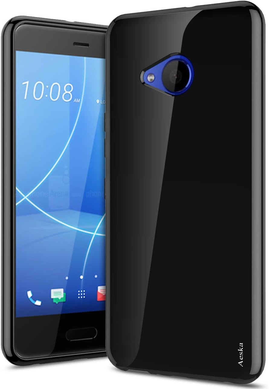 HTC U11 Life Case, Aeska Ultra [Slim Thin] Flexible TPU Gel Rubber Soft Skin Silicone Protective Case Cover for HTC U11 Life (Black)
