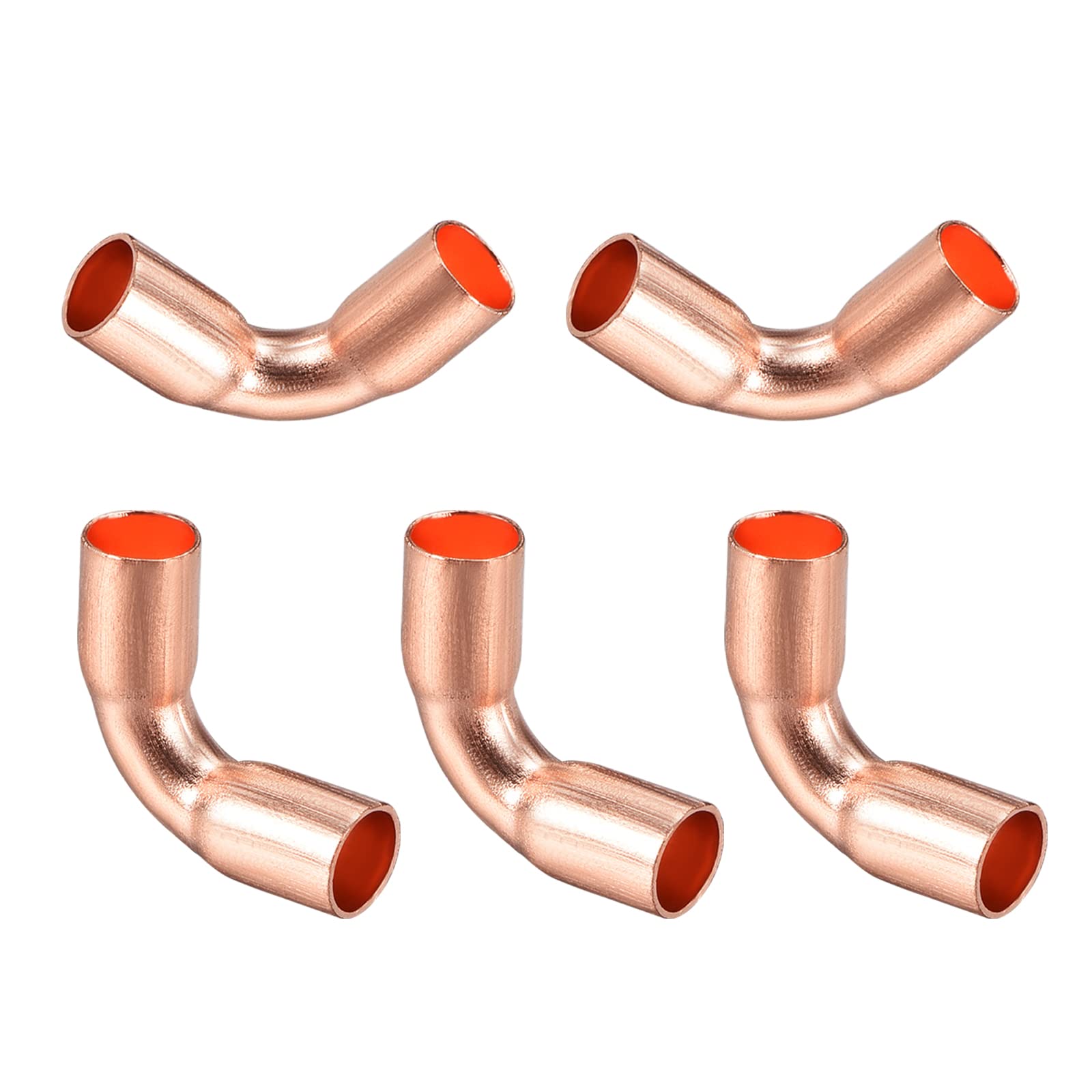 DTGN 1/4 Inch(Inner Diameter) 90 Degree Copper Pipe Fitting - 5Pack - Good for Water Pipe System - Copper Elbow Adapter - Copper Tone