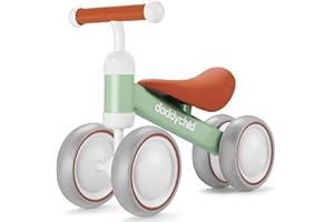 DADDYCHILD Baby Balance Bike for 12-24 Month Toddler, Toys for 1 Year Old Kids, No Pedal Infant 4 Wheels Baby Walker, Ride On Toys for Boys & Girls, Best First Birthday Gifts Children (Green)