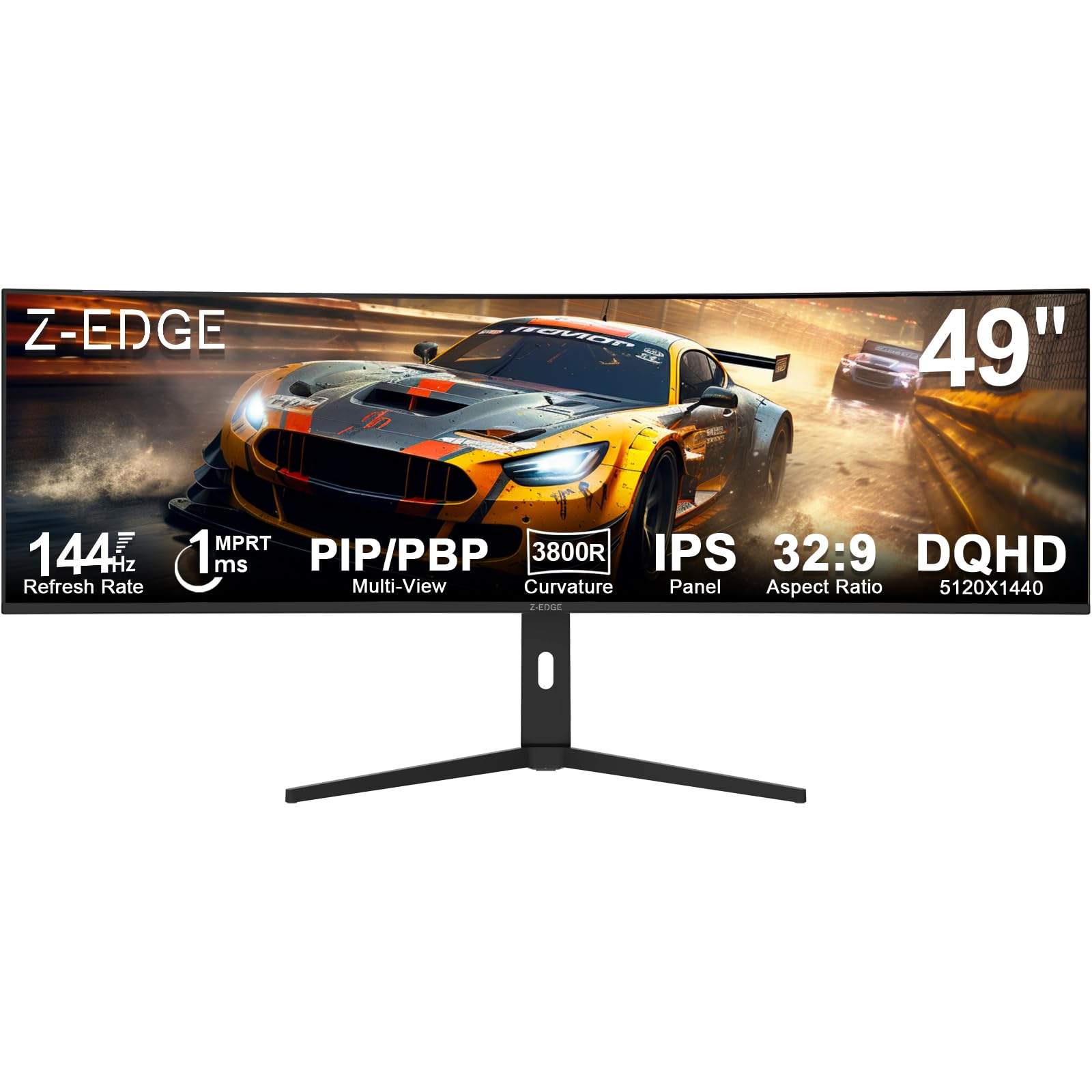 Photo 1 of (SOLD AS PARTS, NO CORDS) 5K Monitor, Z-Edge 49 inch IPS Curved Gaming Monitor, DQHD 5120x1440 Computer Monitor,144Hz, 32:9 Ultrawide, 1ms MPRT, 400 cd/m², 10bit, UG49W HDMI*2, DP*1, USB-C, PIP/PBP, Adjustable Stand