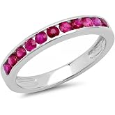 Dazzlingrock Round Ruby Womens Anniversary Wedding Stackable Ring Band | 0.50 Ctw | 10K White Real Solid Gold