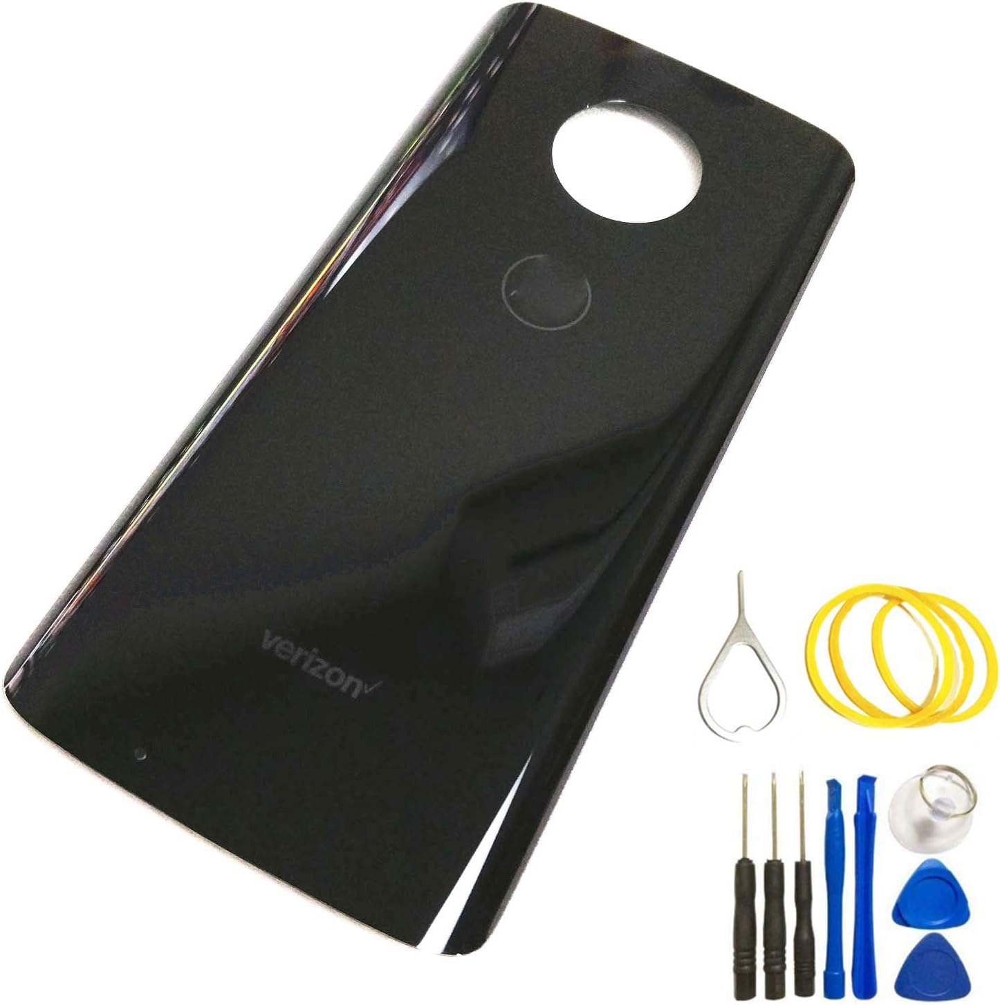 Repair Parts for Motorola Moto G6 XT1925 XT1925-12 Verizon Replacement Real Glass Battery Back Cover Housing Door W/Tape Tools (Black Verizon)
