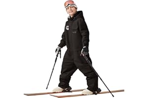 HOTIAN Boys/Girls One Piece Ski Suits Overalls Jumpsuit Windproof Waterproof Snowboarding Snow Suit for Kids Winter Outdoor