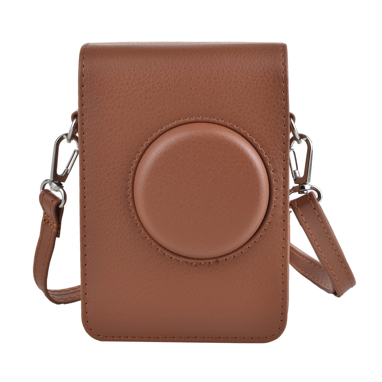 Rieibi Mini EVO Case - Vintage PU Leather Protective Case for Fujifilm Mini EVO Instant Camera - Full Cover with Adjustable Shoulder Strap - Brown