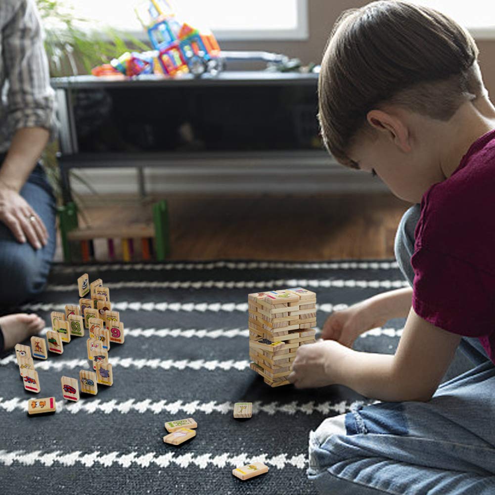 Holz Memory Domino Wild Animals Thema mit Aufbewahrungsbox Passende Play Puzzle Spiel für Kid 3 4 5 Jahren (32 Stück)