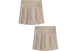 dELiA*s Girls' School Uniform Skirt - 2 Pack Belted, Two Tab, Two Button Pleated Skort - Twill Scooter Skirts for Girls, 4-16