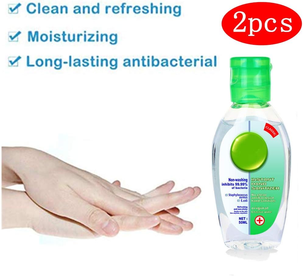 Portable Refreshing Hand Soap Gel to Instant Skin Cleansing, Disposable Hand Sanitizer Gel For Adults & Children, Soft and Non-irritating Hand Sanitizer Gel (2 x Green,50ml)
