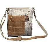 Myra Bag Babble Upcycled Canvas & Leather Shoulder Bag S-1313, Brown, One Size