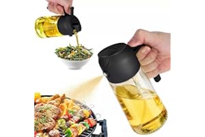 Oil Sprayer for Cooking, 2 in 1 Olive Oil Dispenser Bottle for Kitchen, 16oz/470ml Premium Glass Oil Bottle, Food-grade Oil M