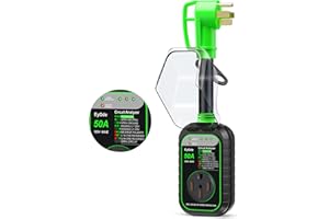 EyGde RV Surge Protector 50 Amp - Upgraded 5000 Joules RV Circuit Analyzer 50amp Surge Protectors with Waterproof Cover, Power Voltage Protection Guard Camper Travel Trailers Green