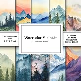 Watercolor Mountain Scrapbook Paper: Decorative double sided craft paper Mountains themed for scrapbooking, card making, junk journal