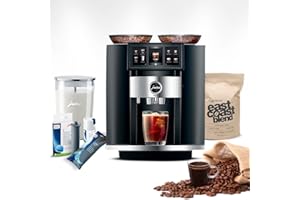 Jura GIGA 10 Automatic Espresso Machine (Diamond Black) Bundle with Water Stabilizer, Milk System Cleaner Mini-Tabs, Cleaning Tablets, Milk Containers, and Capresso Coffee Bean (6 Items)