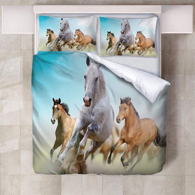 IXGMI Caballo Animal Juego de Ropa de Cama Impresa Funda Edredon