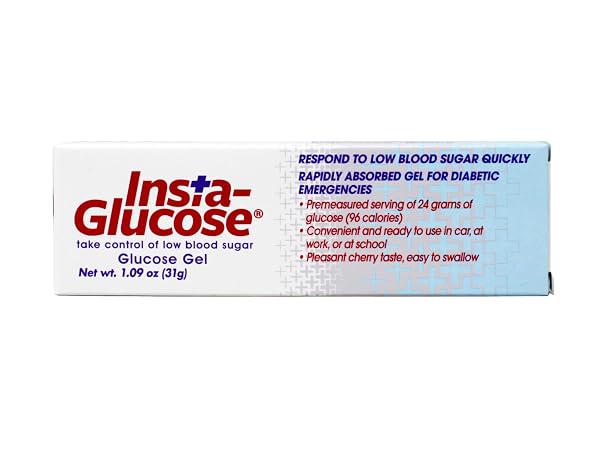 INSTA-GLUCOSE GEL, CONVENIENT FAST ACTING GLUCOSE FOR BLOOD SUGAR SUPPORT, CHERRY FLAVOR, 1.09 OZ (PACK OF 3)
