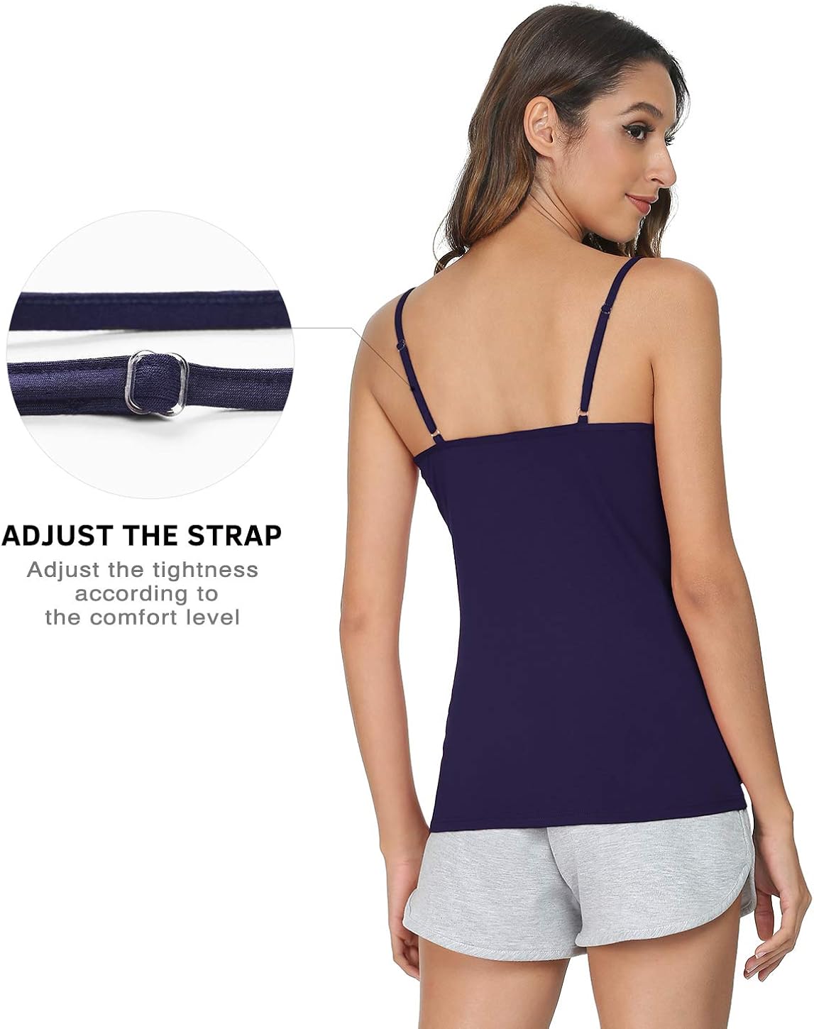 Vislivin Women's Basic Solid Camisole Adjustable Spaghetti Strap Tank Top at  Women’s Clothing store