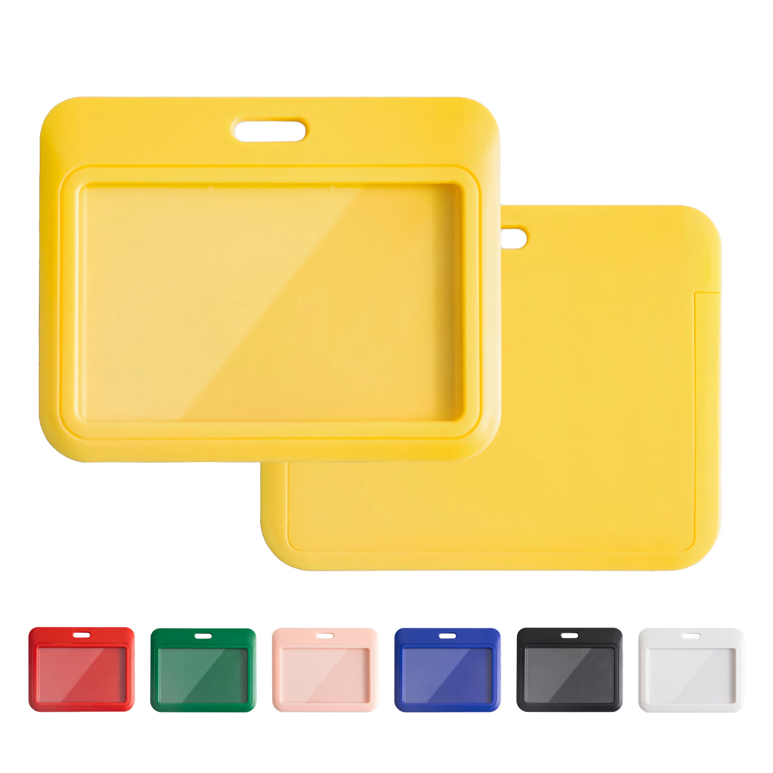 Photo 1 of 1 Pcs Sliding Horizontal ID Badge Holder with Clear Window Yellow ID Card Holder Protector Pouch for Office School ID Credit Cards Proximity Key Cards Driver’s Licenses and Passes