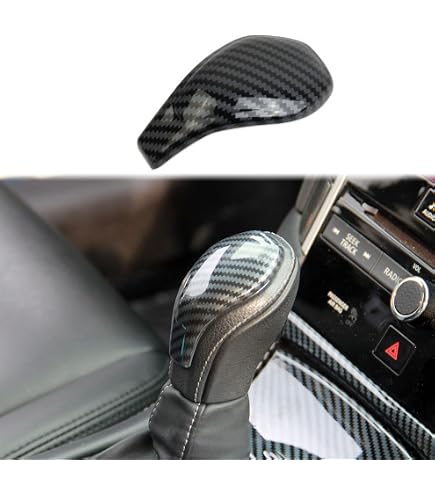 NVCNX Real Hard Carbon Fiber Gear Shift Knob Shifter Head Side Cover Center Console Interior Trim Kit Car Accessories For Infiniti Q50 2014 2015 2016 2017 1PC Glossy Black