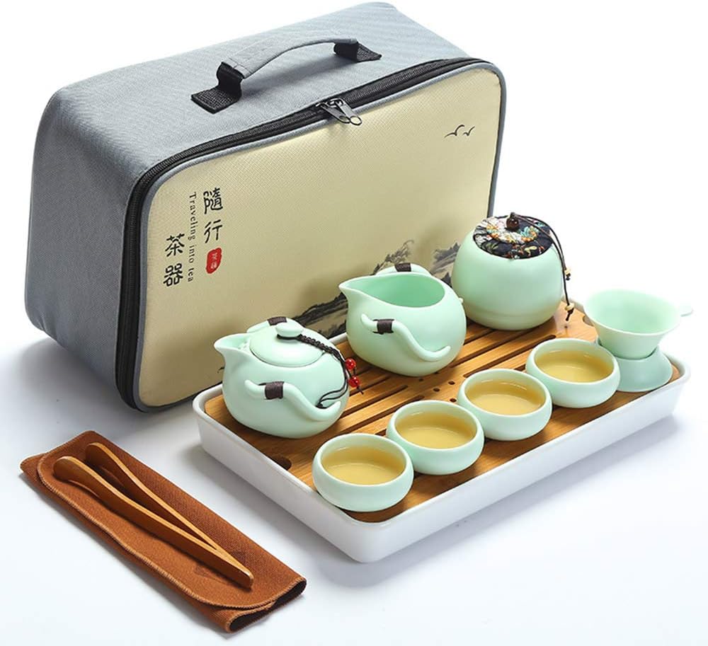 fanquare Portable Travel Tea Set, Handmade Kungfu Tea Set, Porcelain
