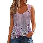 ETCYY NEW Womens Tank Tops 2025 Summer T Shirts V Neck Sleeveless Casual Loose Blouses