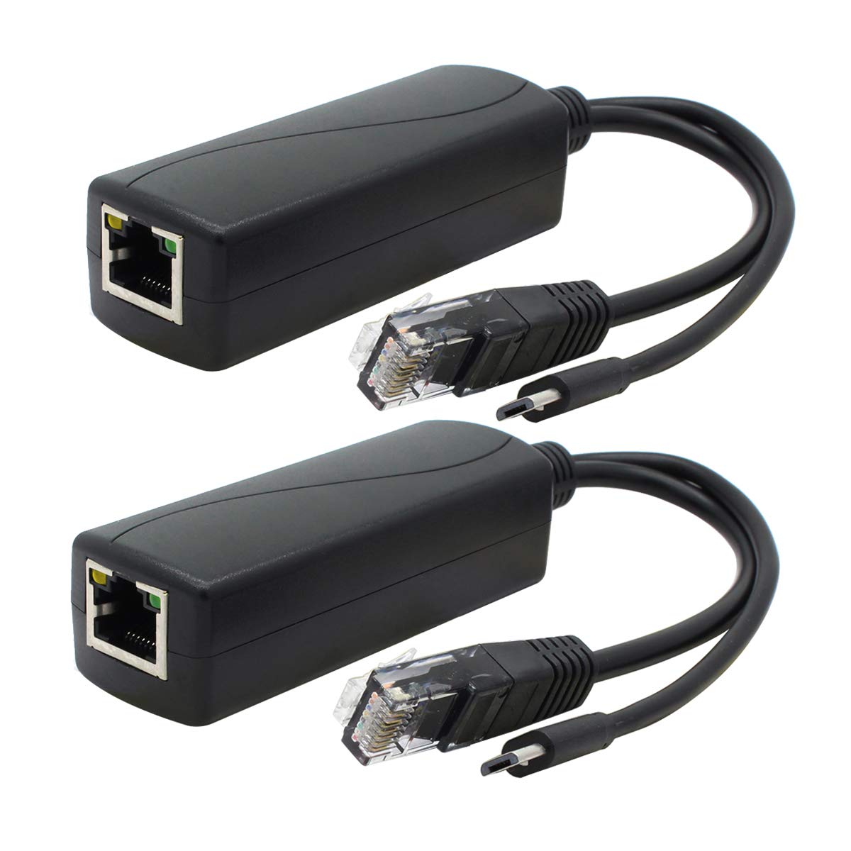 ANVISION 2-Pack Gigabit PoE Splitter, 5V 2.4A Micro USB Ethernet, IEEE802.3af Compliant, for Raspberry Pi 3B+, IP Camera and more